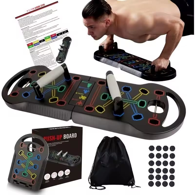 Foldable 20 in 1 Push Up Board Portable Home Gym Equipment with Handles for Strength Training Men and Women