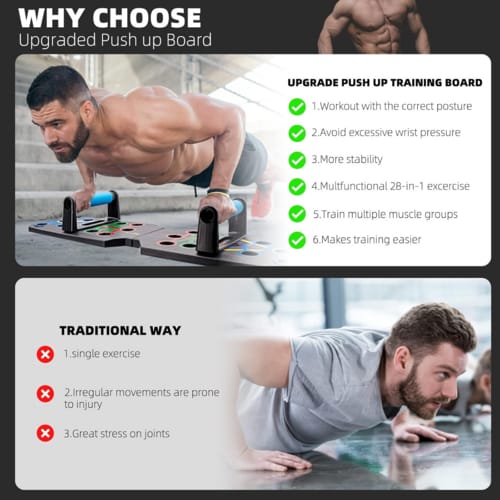 17-in-1 Premium 30-Hole Push-Up Board Set – Ultimate Home Gym Equipment with Resistance Bands for Full Body Workout, Correct Posture & Wrist Protection