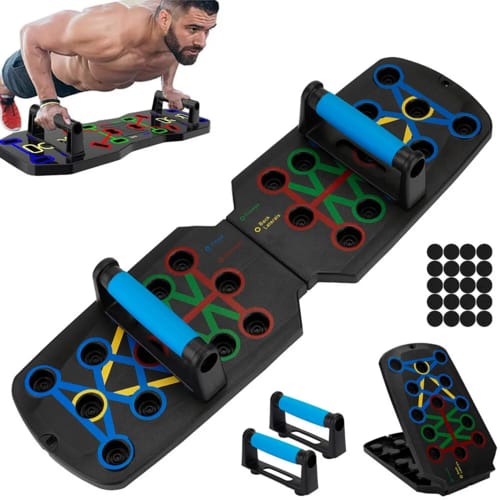 17-in-1 Premium 30-Hole Push-Up Board Set – Ultimate Home Gym Equipment with Resistance Bands for Full Body Workout, Correct Posture & Wrist Protection