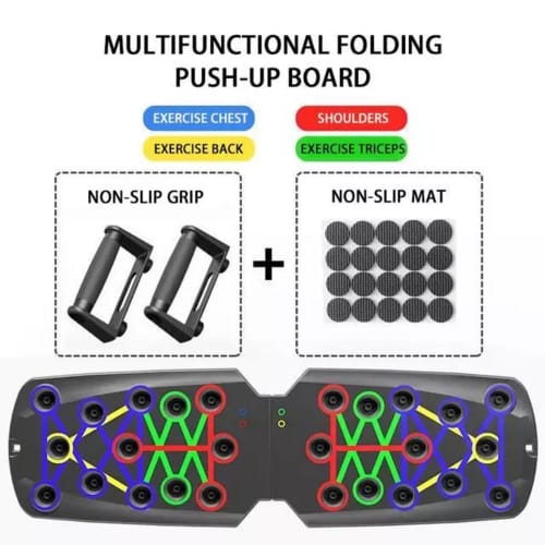 17-in-1 Premium 30-Hole Push-Up Board Set – Ultimate Home Gym Equipment with Resistance Bands for Full Body Workout, Correct Posture & Wrist Protection