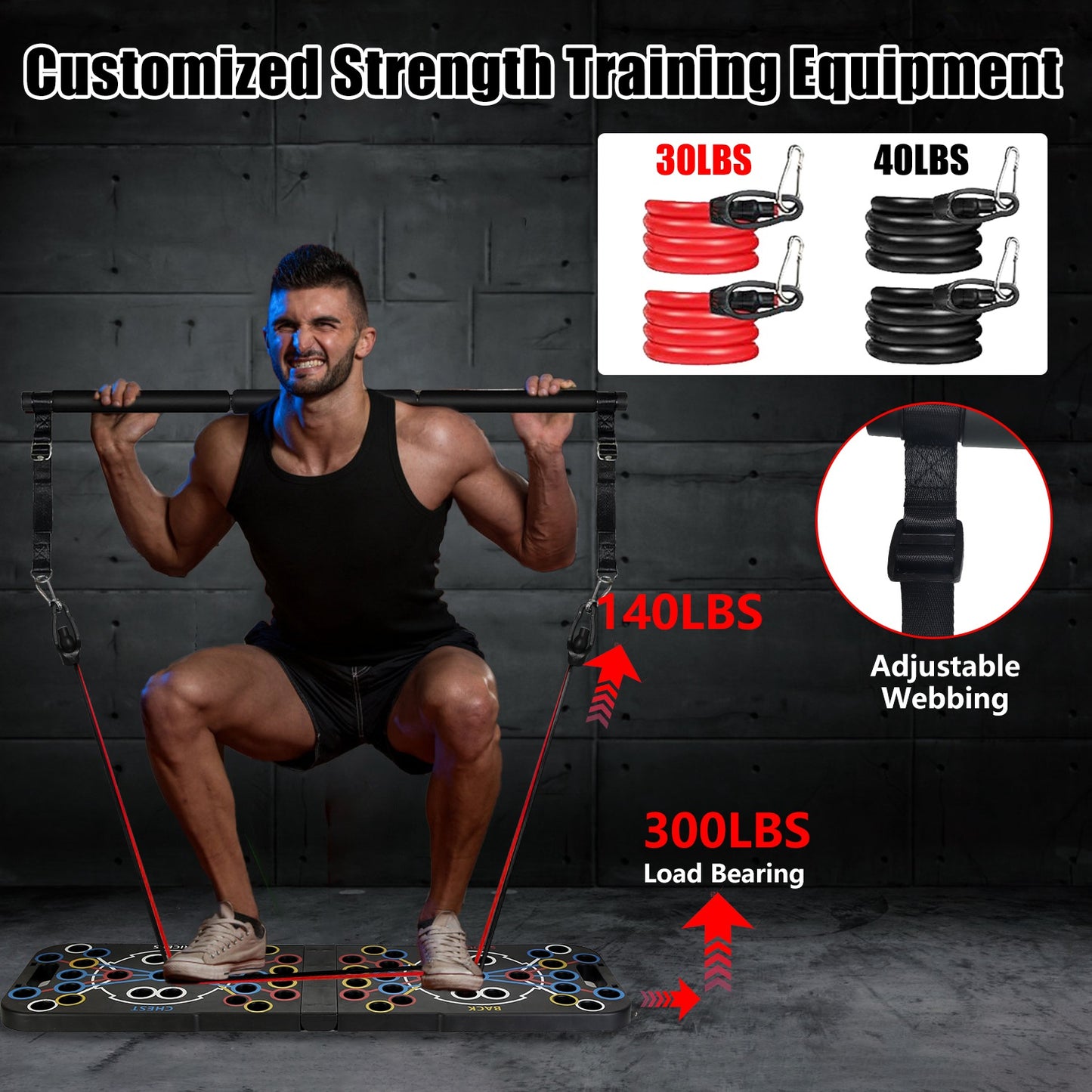 Multifunctional Push Up Board Training Equipment With 15 Fitness Accessories Pilates Bar Resistance Band Roller Wheel Full Body Workout Home Gym Equipment